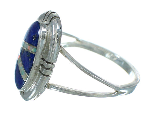 Southwestern Silver Lapis Opal Ring Size 5-1/4 QX83267
